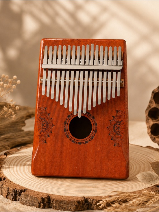 Other - 17 Key Mahogany Kalimba Lotus Design Wooden Thumb Piano Gift